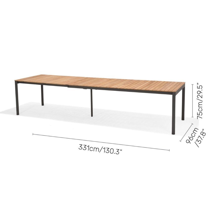 Topaz Dark Teak and Aluminum Rectangular Extendable Table - Home Outpost Supply