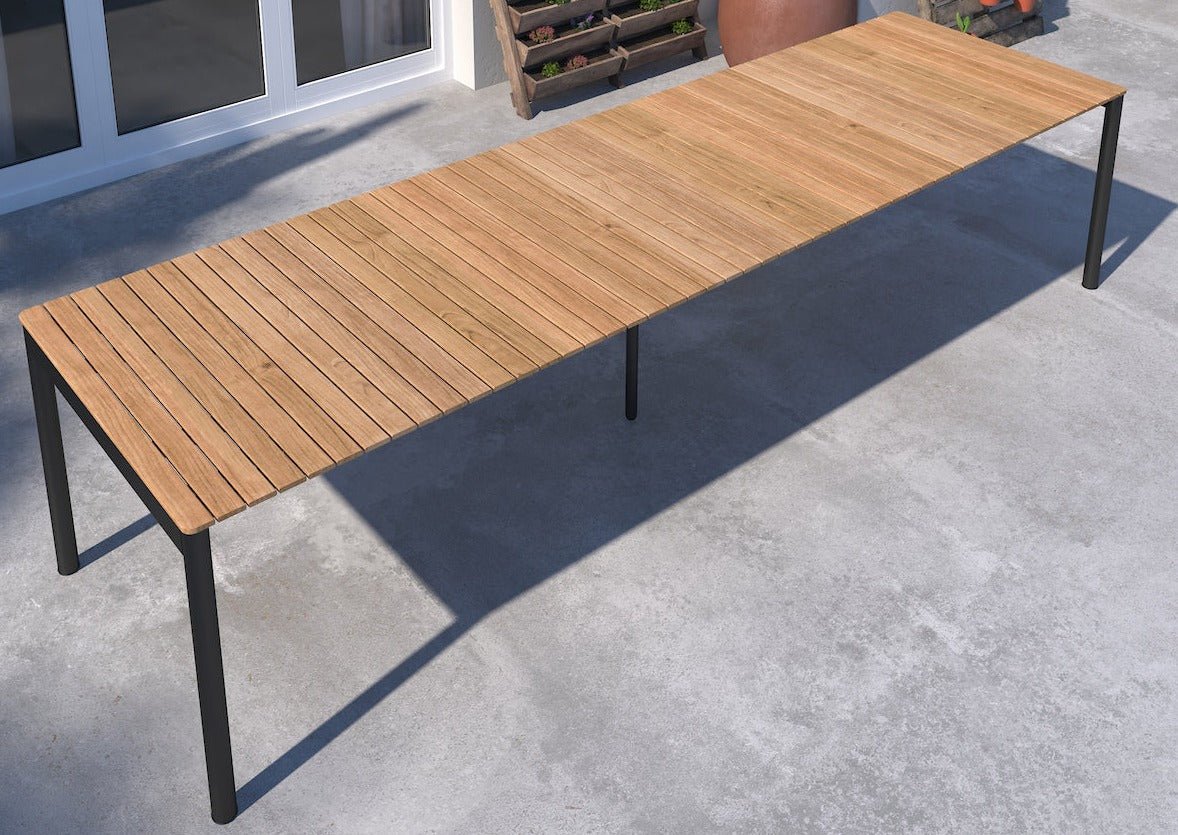 Topaz Dark Teak and Aluminum Rectangular Extendable Table - Home Outpost Supply
