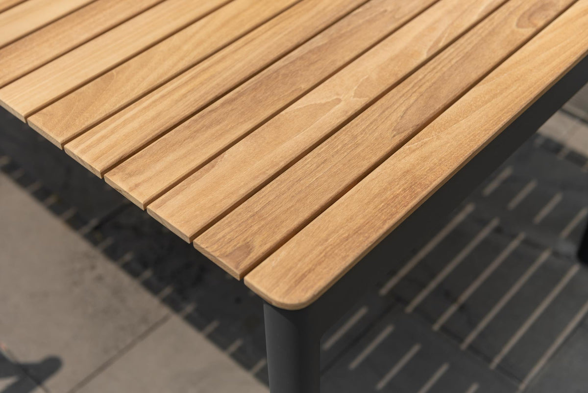 Topaz Dark Teak and Aluminum Rectangular Extendable Table - Home Outpost Supply