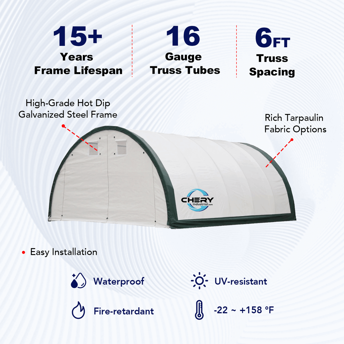 W20'xL30'xH12' Single Truss Arch Storage Shelter - Home Outpost Supply