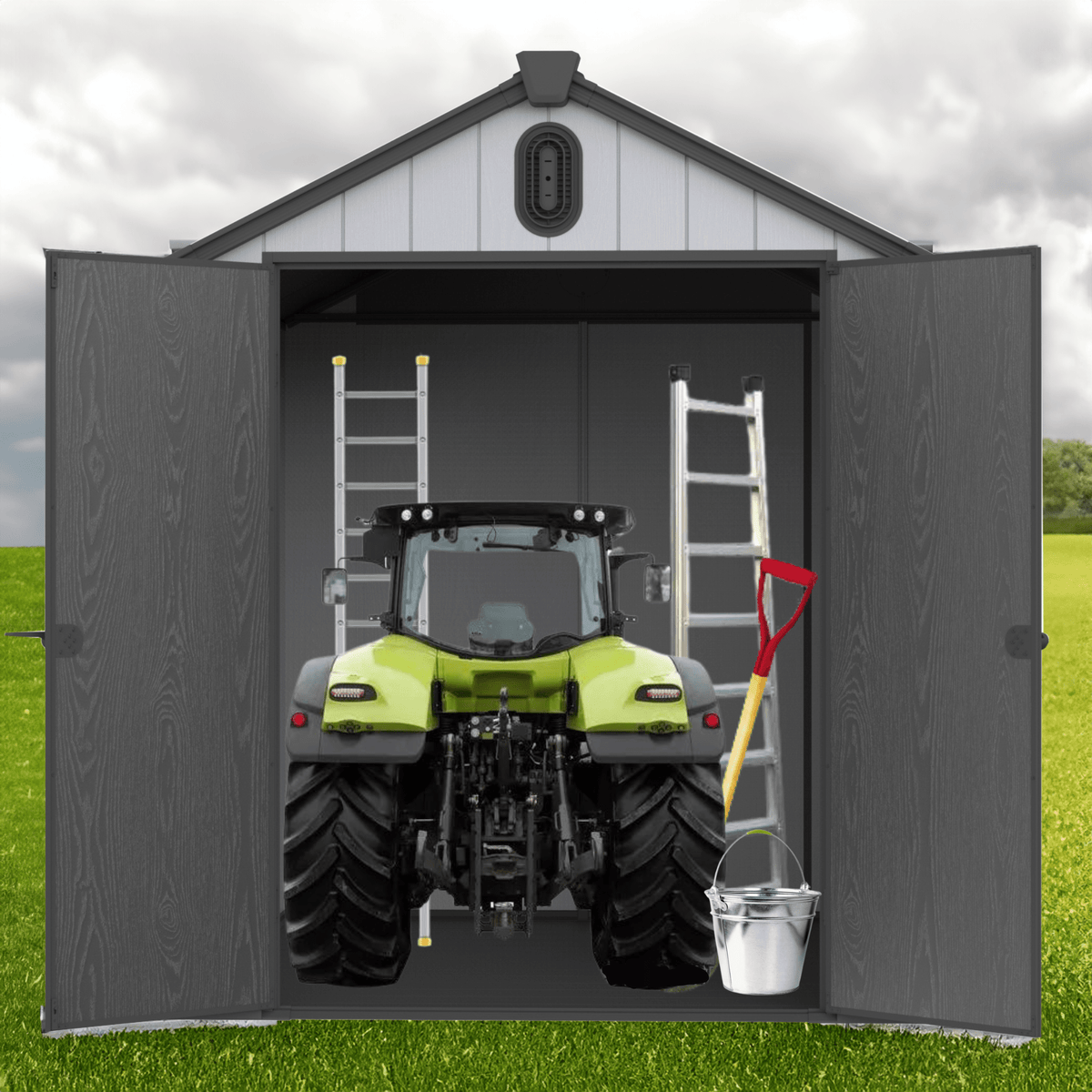 XWT012 6*8ft plastic storage shed for backyard garden big spire Tool storage - Home Outpost Supply