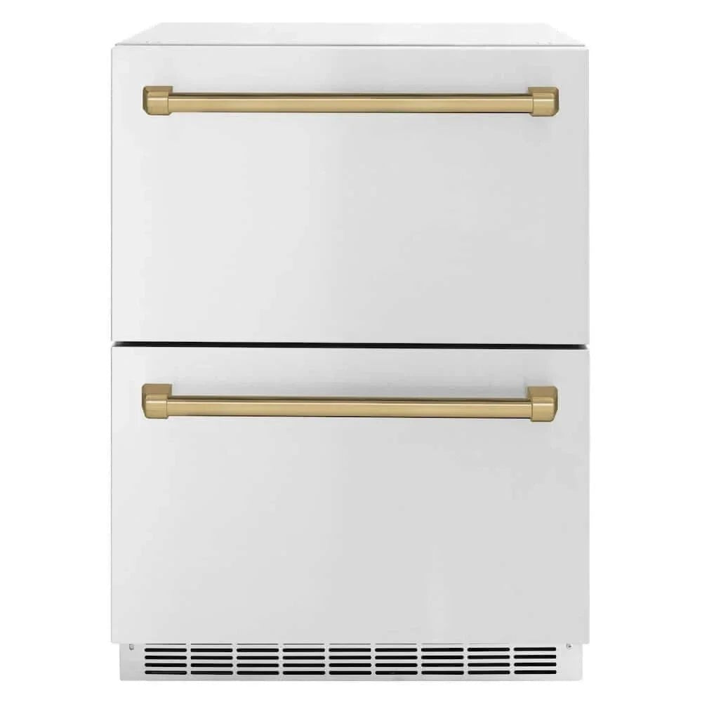 ZLINE 24" Touchstone 168 Can Outdoor-Rated Dual Refrigerator Drawer, Champagne Bronze, RDSOZ-ST-24-CB - Home Outpost Supply
