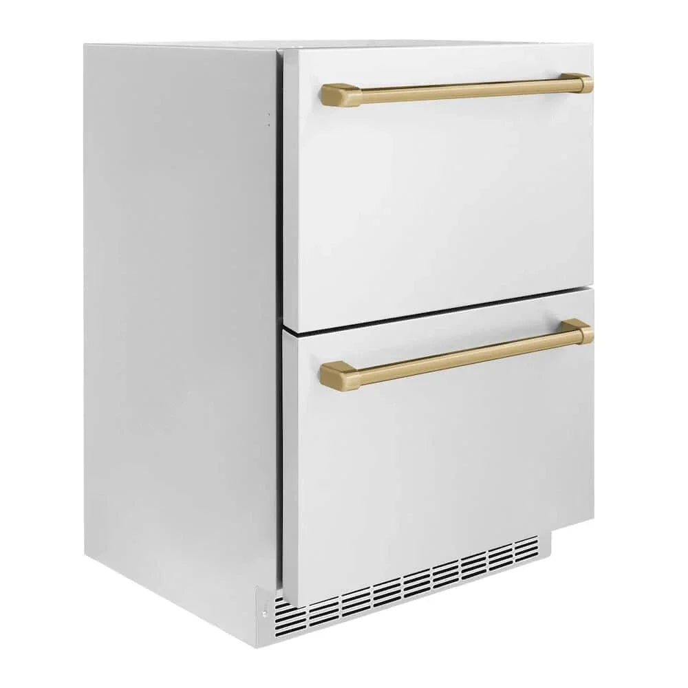 ZLINE 24" Touchstone 168 Can Outdoor-Rated Dual Refrigerator Drawer, Champagne Bronze, RDSOZ-ST-24-CB - Home Outpost Supply