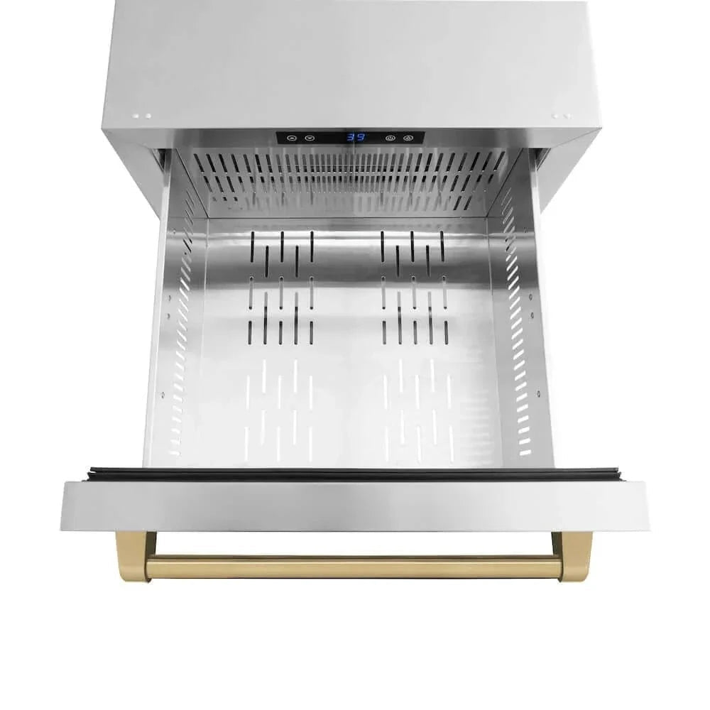 ZLINE 24" Touchstone 168 Can Outdoor-Rated Dual Refrigerator Drawer, Champagne Bronze, RDSOZ-ST-24-CB - Home Outpost Supply