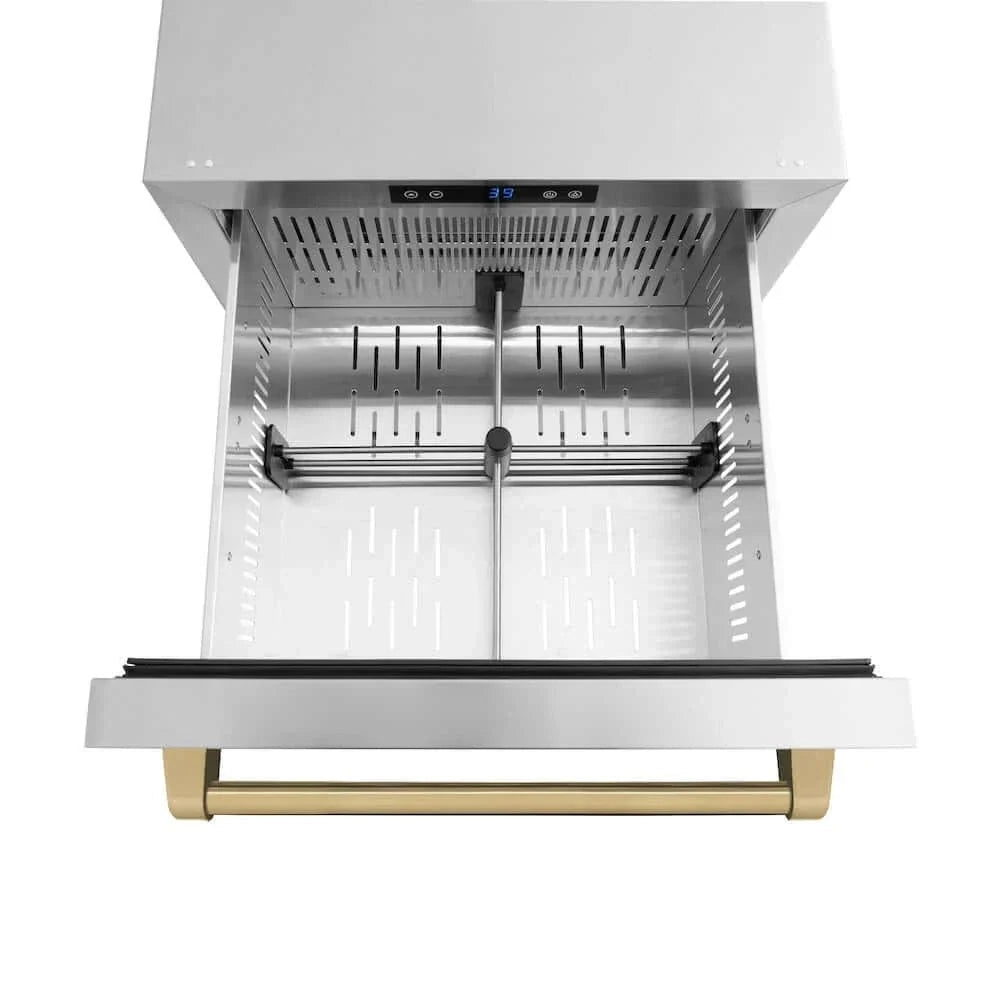 ZLINE 24" Touchstone 168 Can Outdoor-Rated Dual Refrigerator Drawer, Champagne Bronze, RDSOZ-ST-24-CB - Home Outpost Supply
