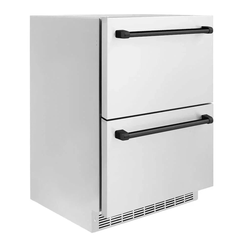 ZLINE 24" Touchstone 168 Can Outdoor-Rated Dual Refrigerator Drawer, Matte Black, RDSOZ-ST-24-MB - Home Outpost Supply