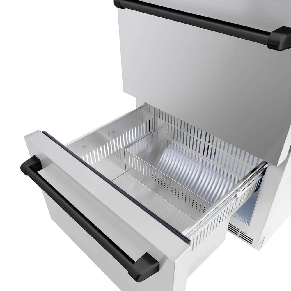 ZLINE 24" Touchstone 168 Can Outdoor-Rated Dual Refrigerator Drawer, Matte Black, RDSOZ-ST-24-MB - Home Outpost Supply