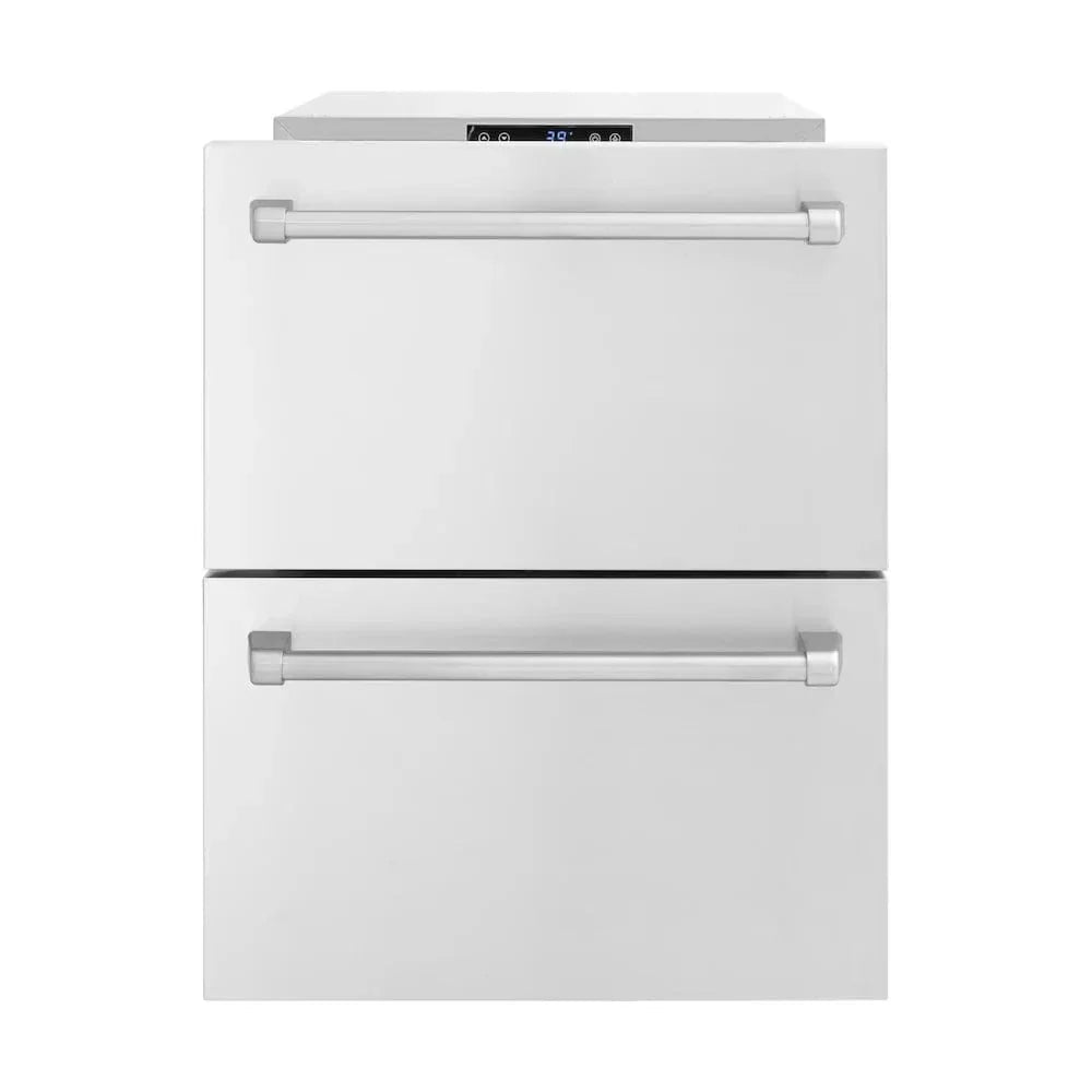 ZLINE 24" Touchstone 168 Can Outdoor-Rated Dual Refrigerator Drawer, Stainless Steel, RDSO-ST-24 - Home Outpost Supply