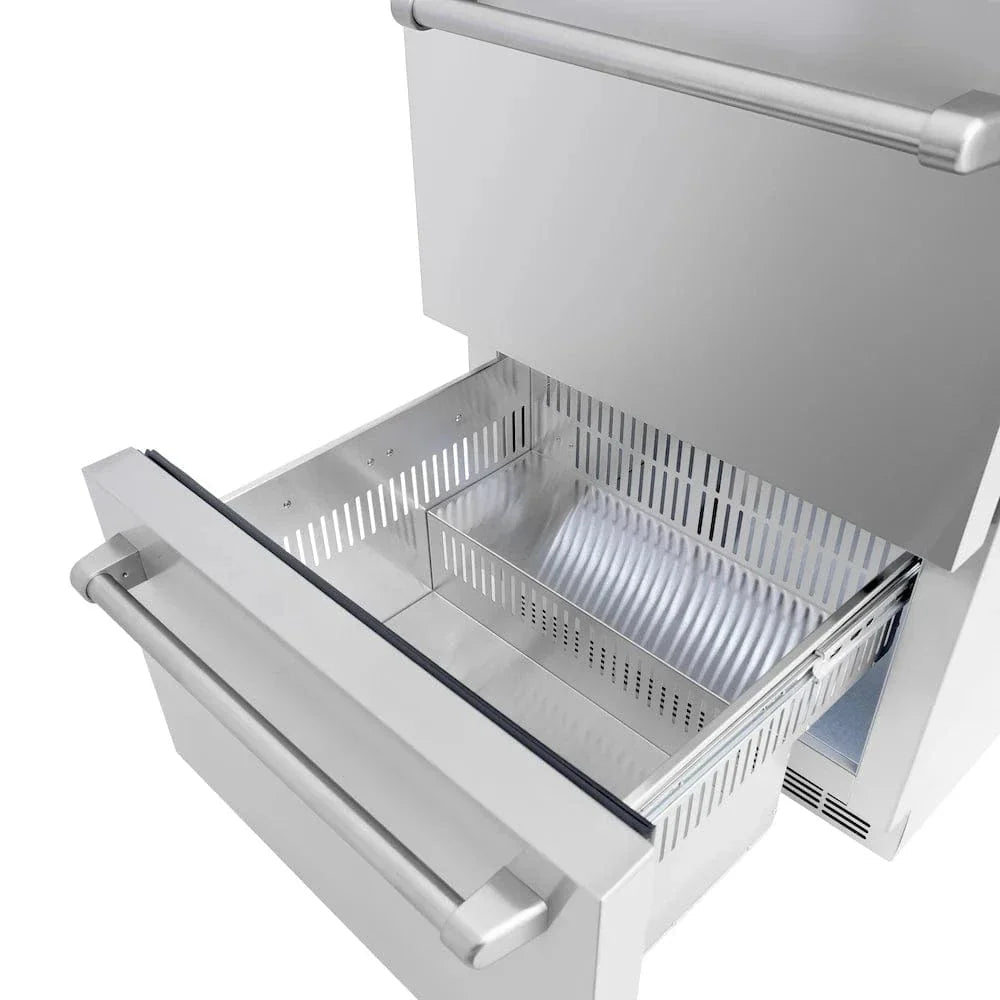 ZLINE 24" Touchstone 168 Can Outdoor-Rated Dual Refrigerator Drawer, Stainless Steel, RDSO-ST-24 - Home Outpost Supply