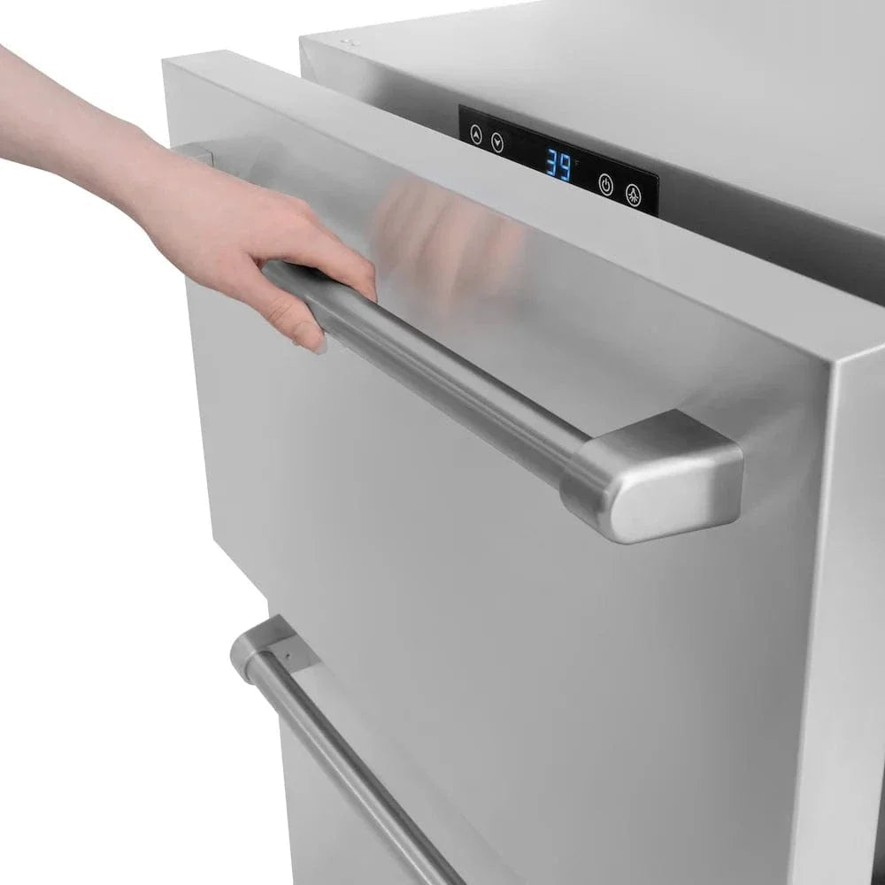 ZLINE 24" Touchstone 168 Can Outdoor-Rated Dual Refrigerator Drawer, Stainless Steel, RDSO-ST-24 - Home Outpost Supply