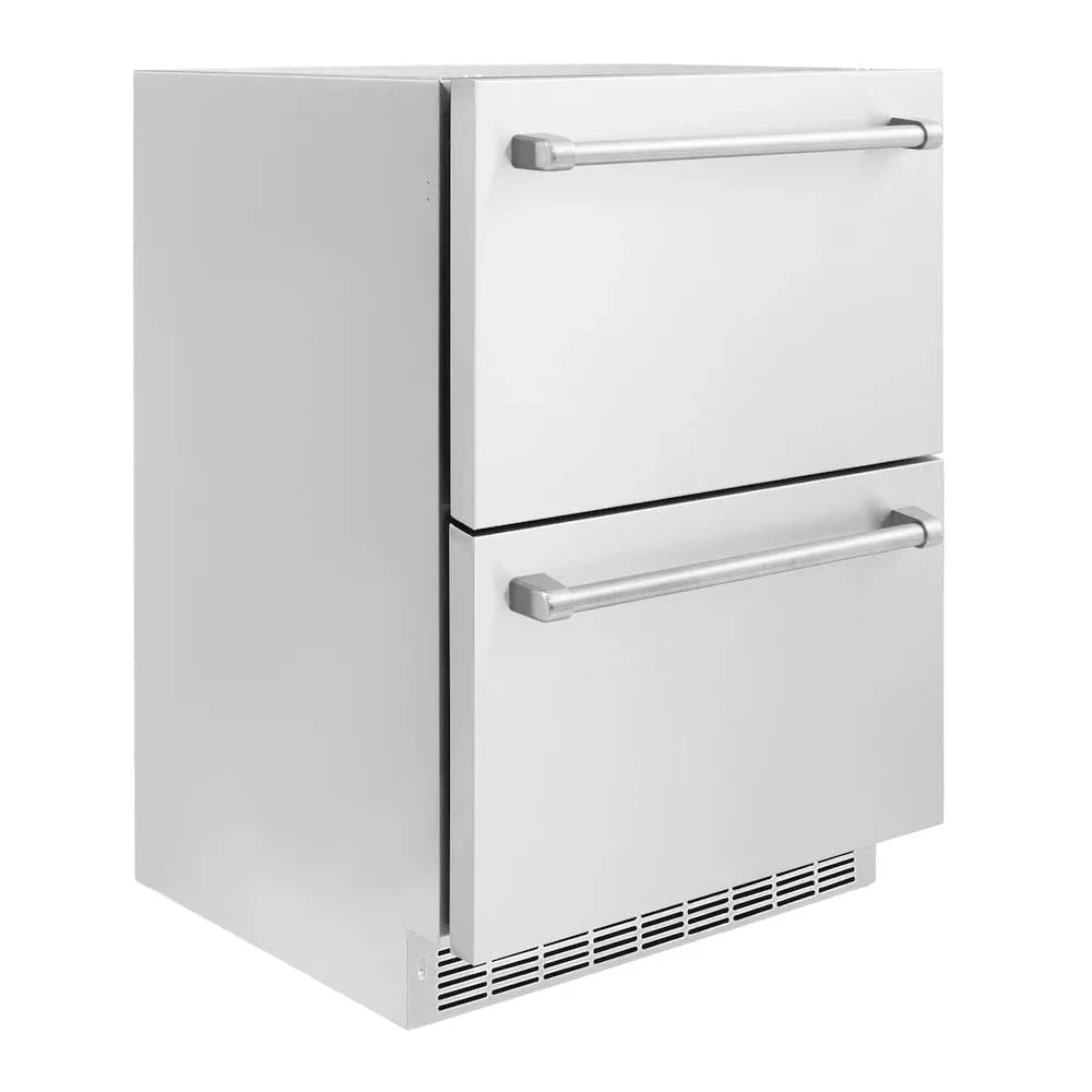 ZLINE 24" Touchstone 168 Can Outdoor-Rated Dual Refrigerator Drawer, Stainless Steel, RDSO-ST-24 - Home Outpost Supply