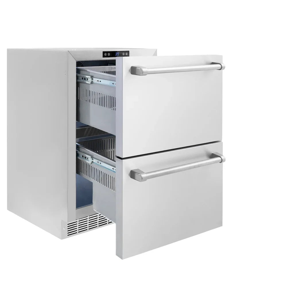 ZLINE 24" Touchstone 168 Can Outdoor-Rated Dual Refrigerator Drawer, Stainless Steel, RDSO-ST-24 - Home Outpost Supply